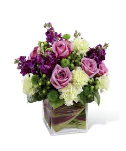 purple, lilac, and lime colored modern bouquet